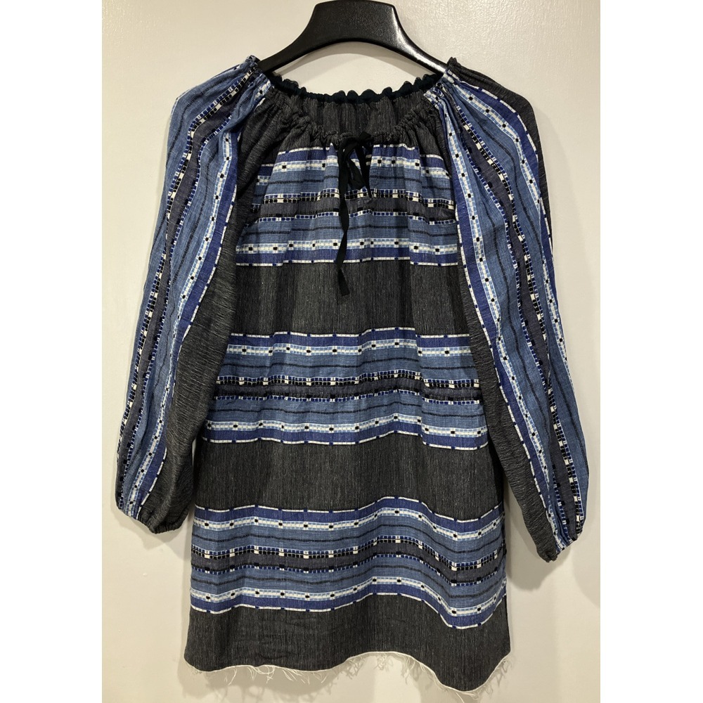 lemlem Lucy Short Dress Ocean Blue Stripe Boho Size Small
